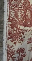 Country Life Toile Waverly Lightweight Upholstery Fabric 32″ x 54″ Red Remnant