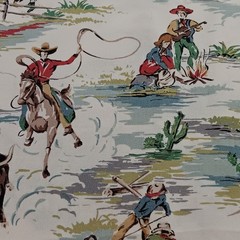 4.5 yd VTG Moda Classic Bunk House Western Cowboy Fabric Rare OOP