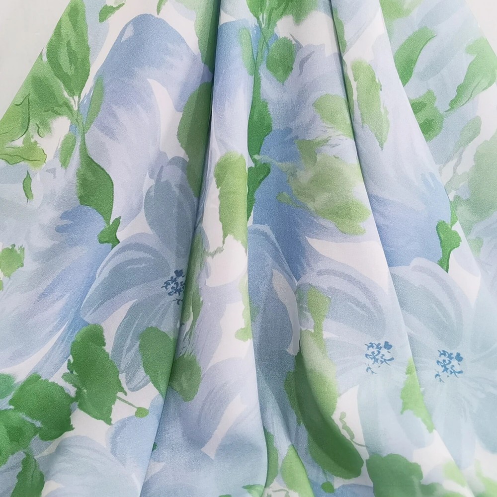 55”Wide By Yard Blue Painting Fabric Soft Viscose Material For Dress Shirt Robe