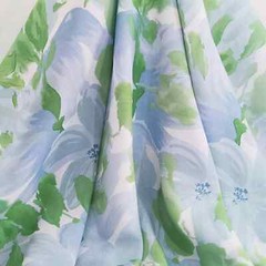 55”Wide By Yard Blue Painting Fabric Soft Viscose Material For Dress Shirt Robe