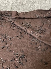 Fabric Lot 2 Yds 34 Ins 58 W Fall Suitings Brown Embroidered Blk Silver Wool