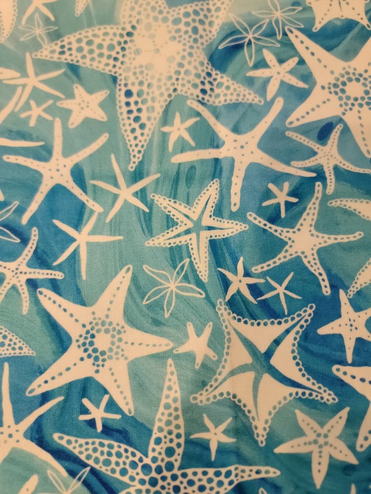 Cotton fabric Coastal Living by PDR DSN 04818 star fish 1yd 18 inches