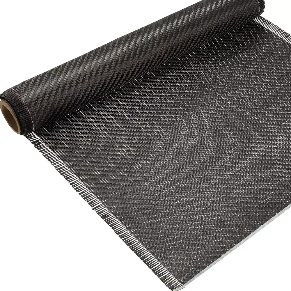 Tela de Fibra de Carbono 10ft x 12”, Tejido Twill 2×2, Hoja Negra Pura