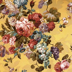 Vintage Portfolio Floral GOLDTONE Cotton Drapery Pillow Upholstery Fabric BTY