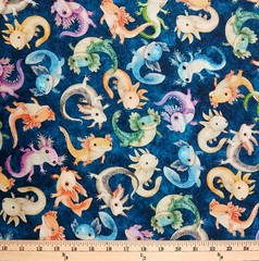 Cotton Cuties 2 A Lotta Axolotls Animals Creatures Fabric Print by Yard D683.96