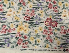 Vtg Floral Fabric By Fashion Ave For Fabri-Quilt Maroon Yellow Green Cream BTHY