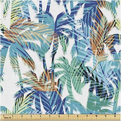 Tropical Mint Green Palm Leaf Fabric 2 Yards