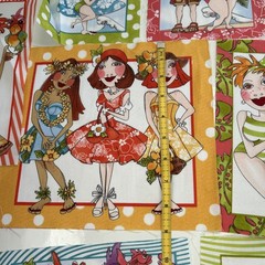 Loralie Harris Cotton Quilting Fabric Panel Cut Lot Wanna Beach Hawaii Character