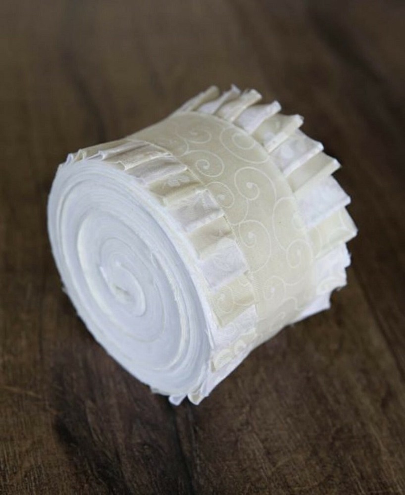 2.5 inch White On Natural Jelly Roll 100% cotton fabric quilting strips 17 pcs