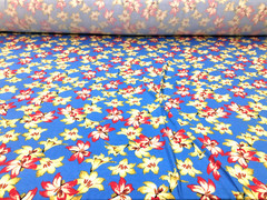 Printed Rayon Spandex 4 way Stretch Apparel Fabric Blue Fuchsia Pink Floral H303