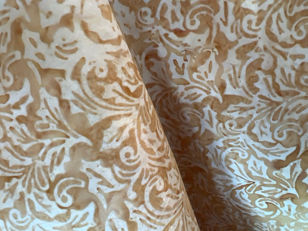 Batik Quilting Fabric 3 1/4 Yards Golden Yellow Paisley Floral 100% Cotton New
