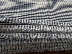 Woven navy & white check plaid fabric, 5.5 yard length, 59″ wide. For aprons +