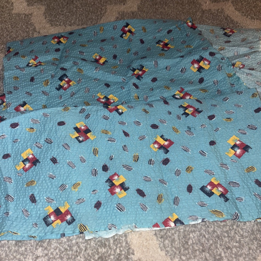 2 Pieces Vintage Blue Patterned Textured Fabric 30″ x 13″ & 21″ x 30″