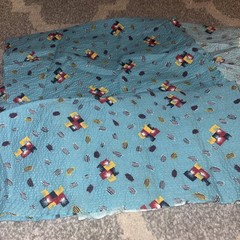 2 Pieces Vintage Blue Patterned Textured Fabric 30″ x 13″ & 21″ x 30″