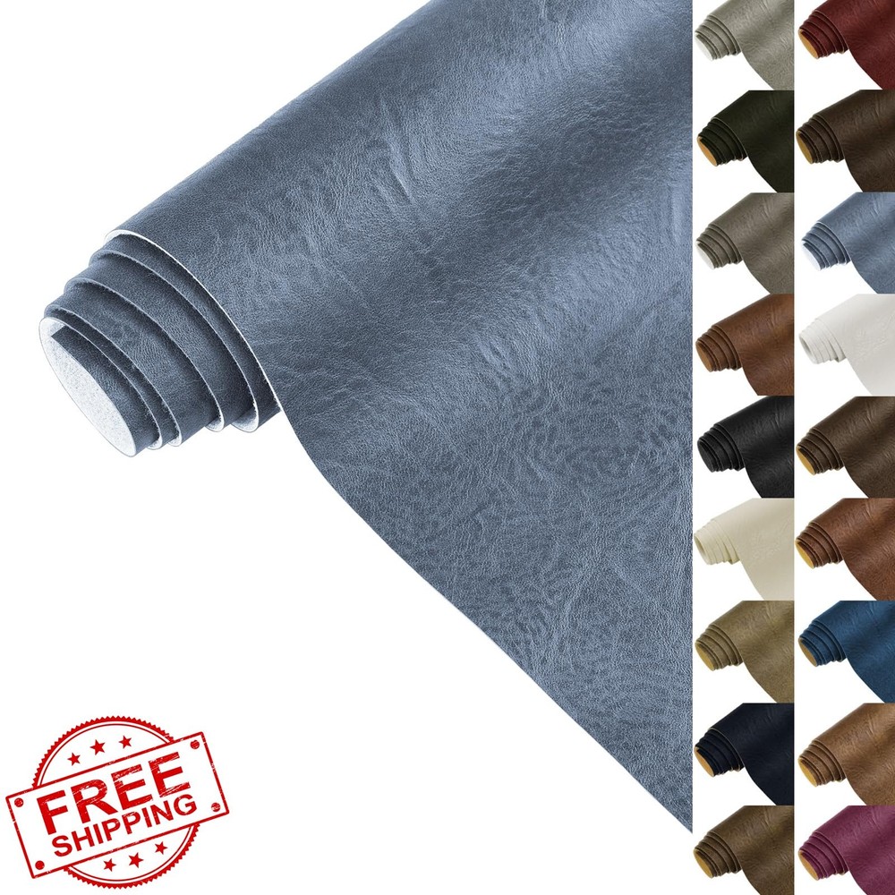 Konelia Blue Grey Faux Leather 1 Yard