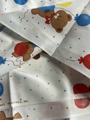 Vintage Bear With Balloons Fabric Springs Industries 2 Yds Lightweight New