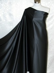 New 100% Silk Charmeuse Fabric Absolute Black Per Yard