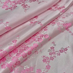 Kori LIGHT PINK Plum Blossom Floral Brocade Chinese Satin Fabric for Cheongsam/