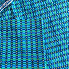 1.8 YD Basket Stripe Fabric Geometric Blue Cotton Print