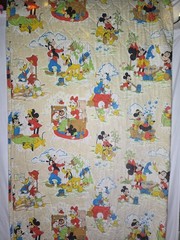 Vintage Walt Disney Productions Mickey and Friends Quilted Fabric Panel