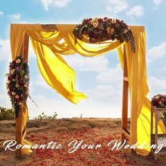 2 PCS Gold Wedding Arch Draping Fabric 20Ft x 28″ Chiffon Sheer Curtain Drape