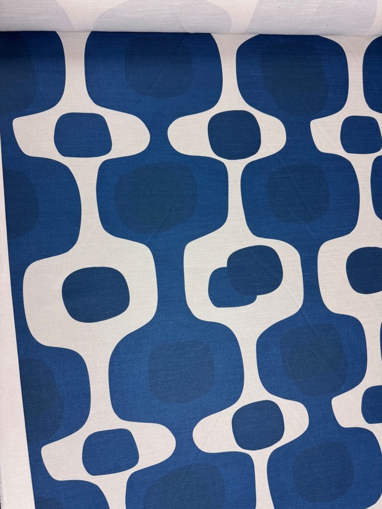 Spoonflower Navy Mid Century Modern Geometric Upholstery Fabric 2 Yds Remnant