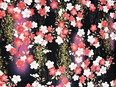 Japanese fabric cherry blossom flowers prunus floral cotton gold black chinese