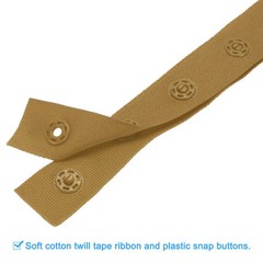 6 Yard Snap Button Tape Press Round Button Plastic Sewing Tape, Dark Khaki
