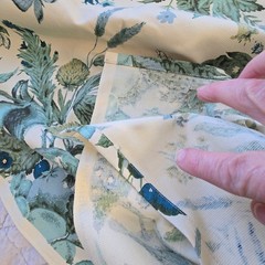 Vintage Waverly Fabric Remnant Plymouth Document Blue Yellow Green Birds READ DS