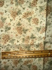 33″ Vintage Cotton Fabric Beige Grape Clusters Vineyard Wine Fruit Print Cottage