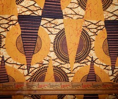 tribal cotton fabric triangle brown tan circle BTY sun African print gold