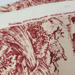House ‘N Home Fabrics Material Upholstery 54×80″ maroon beige print farm village