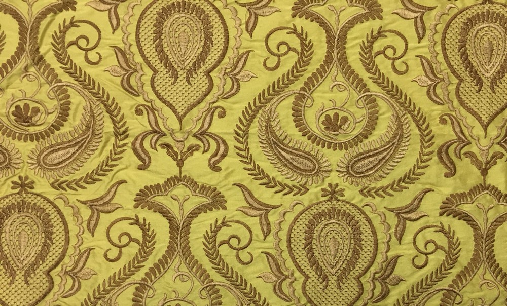 100% silk dupioni fabric with all over floral embroidery by Kravet Couture 8014