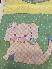 VTG Spring Mill Quilt Sewing Fabric Gingham Hearts Animals Baby HTF 1.5yds