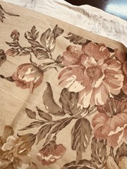 Vintage lg scale Floral Pink Taupe Sage Upholstery Sewing Fabric 104″ x 56″