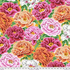 NEW! KAFFE FASSETT PHILIP JACOBS TIBETAN PEONY PJ136 WARM FLORAL FABRIC 1/2 YD