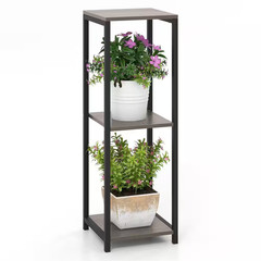 2 Pieces 36 In. X 12 In. X 12 In. Grey & Black Metal Outdoor Plant Stand Corner