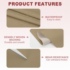 63×39.4in Faux Leather Sheets, Faux Leather Fabric Vinyl PVC, Khaki Gray