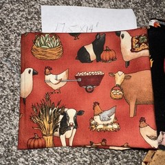 6 Farm Quilt Fabrics Mix Remnants Farm Cow Chicken Pig Craft COTTON Cottagecore