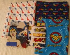 Wonder Woman fabric lot – 3+ yards – see description for individual measurements