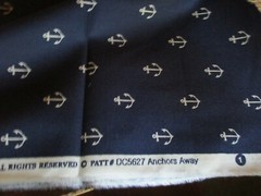 1 Yard New Cotton Fabric Anchors Away White on Navy by Michael Miller Out to Sea