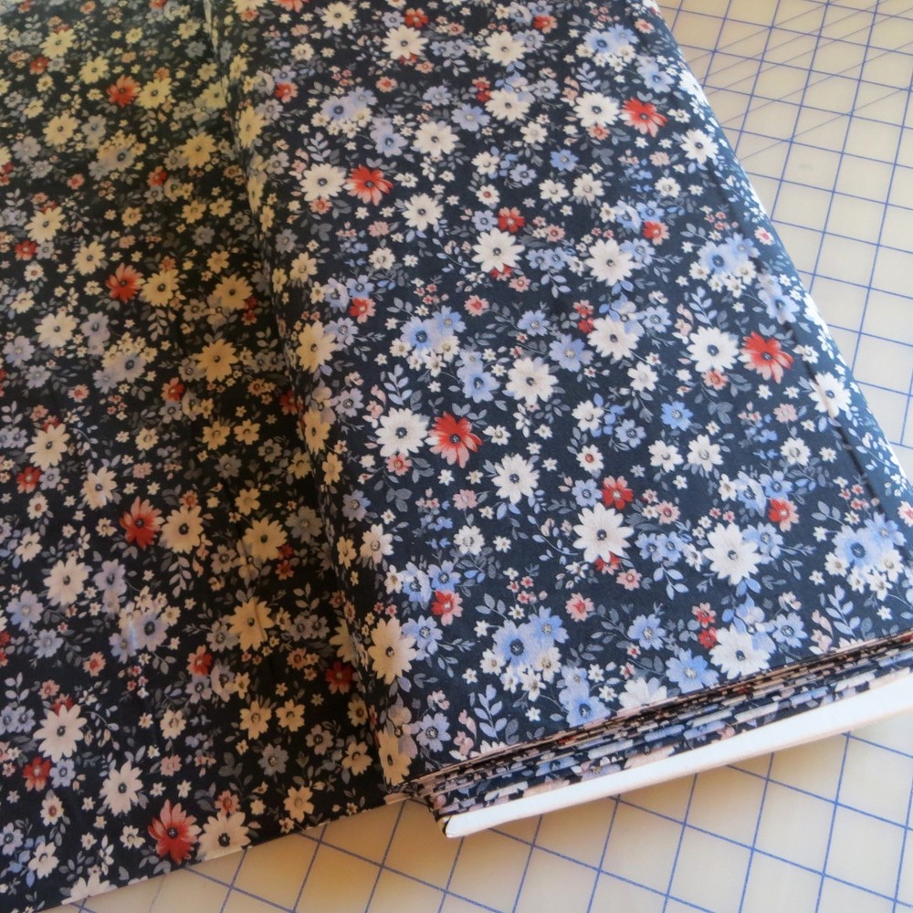By The Yard ~ Scattered Flowers On Navy Cotton $3.99 Ships ANY Amount Of Fabric