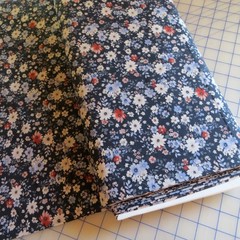 By The Yard ~ Scattered Flowers On Navy Cotton $3.99 Ships ANY Amount Of Fabric
