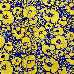 12 YDS – Vintage 1960s Poppy Linen Fabric | 44.5″ W | Psychedelic Mid Century
