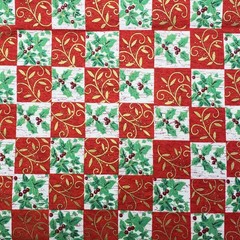 Brother Sister Design Studio A Crackled Christmas Checkered Hollyberry 2 Yards