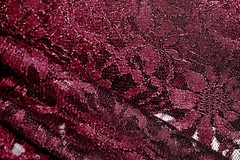 EMBROIDERED 3D FLORAL LACE ULTRA SOFT FABRIC BURGUNDY 59″ WIDE BY THE YARD
