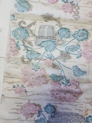 40s 50s Floral Motifs Cotton Fabric 36.5″w X 1.1yds Feedsack Style STAINED