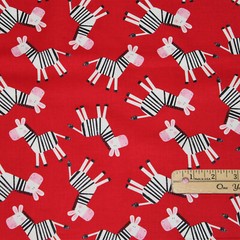 Red Zebra Print In the Jungle Cotton Fabric 1/2 Yard #9241