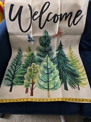 Welcome Trees Printed Fabric Panel, Nature Theme, Beige Green Black