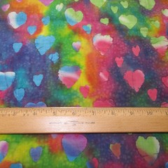 Multi Colored BATIK Hearts Valentines Very Colorful Piece 45″ long x 33″ wide